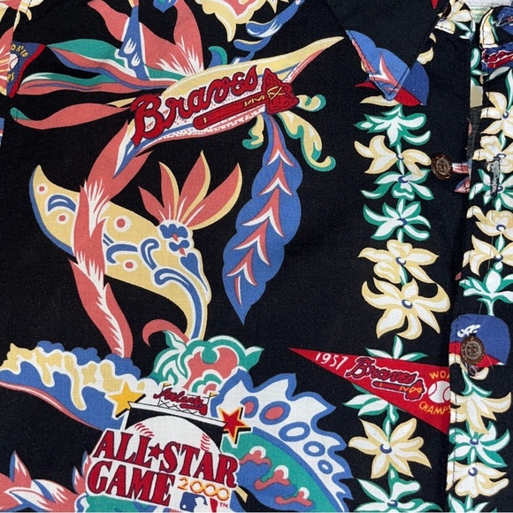 Reyn Spooner MLB Atlanta Braves 2000 All Star Game Hawaiian Shirt Men’s M Rayon - Picture 3 of 6
